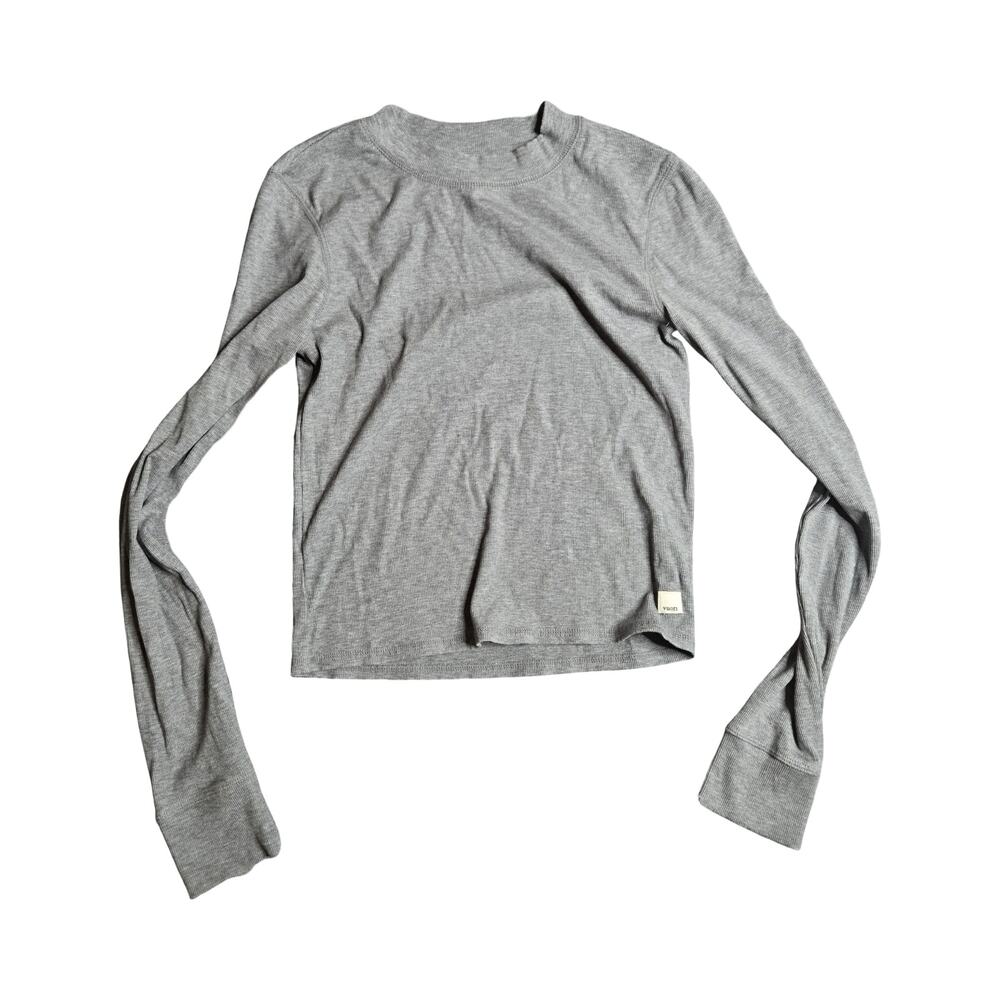 Vuori Gray Ribbed Long Sleeve Top Size: M